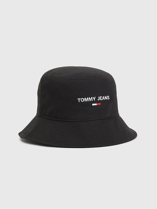 Tommy Hilfiger Logo Embroidery Bucket Ženske Kapa Črna | TH054MXK