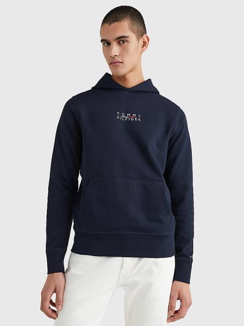 Tommy Hilfiger Logo Embroidery Moški Pulover s kapuco Modra | TH234VQM