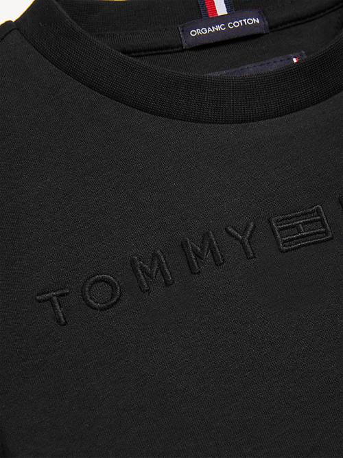 Tommy Hilfiger Logo Embroidery Organic Cotton Fantje Majice Črna | TH265IAV