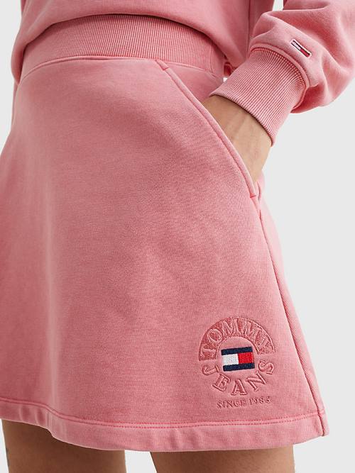 Tommy Hilfiger Logo Embroidery Sweat Ženske Krilo Roza | TH783BTM