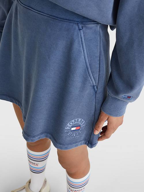 Tommy Hilfiger Logo Embroidery Sweat Ženske Krilo Modra | TH901EVL