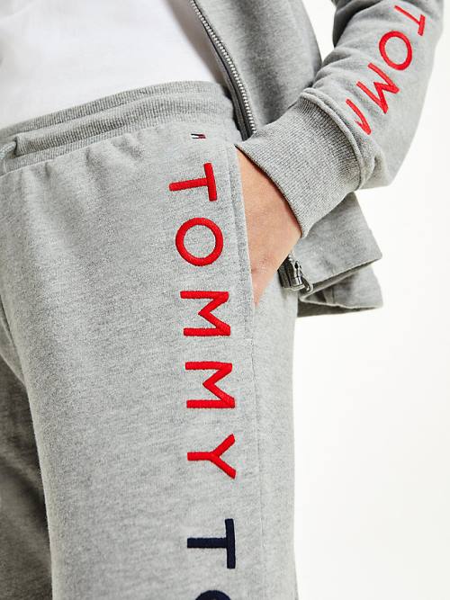 Tommy Hilfiger Logo Embroidery Tapered Joggers Ženske Hlače Siva | TH903VGH