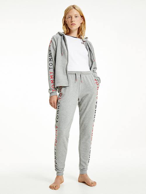 Tommy Hilfiger Logo Embroidery Tapered Joggers Ženske Hlače Siva | TH903VGH