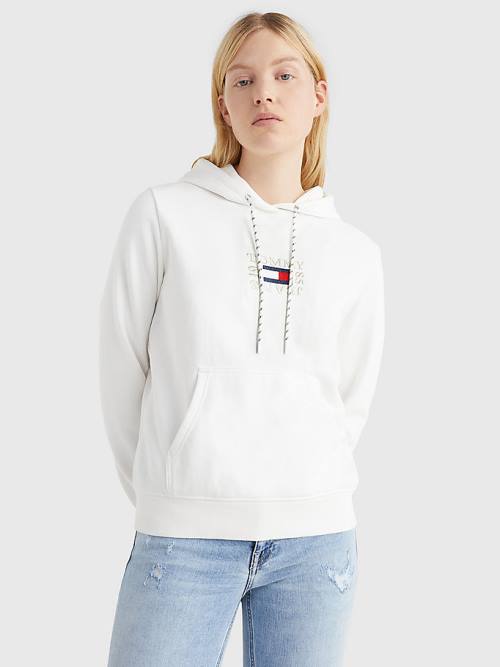 Tommy Hilfiger Logo Embroidery Ženske Pulover s kapuco Bela | TH097YNI