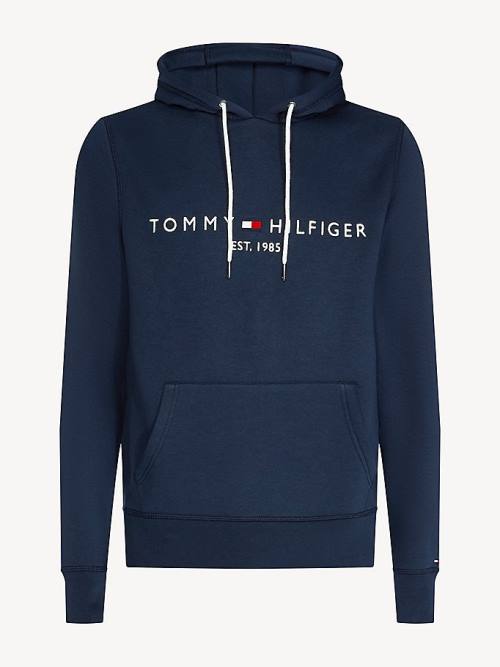 Tommy Hilfiger Logo Flex Fleece Moški Pulover s kapuco Modra | TH987DKA