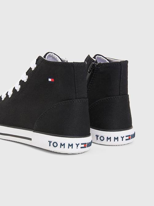 Tommy Hilfiger Logo High-Top Lace-Up Dekleta Superge Črna | TH568AME