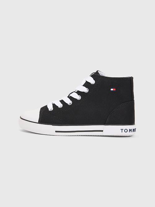 Tommy Hilfiger Logo High-Top Lace-Up Dekleta Superge Črna | TH568AME