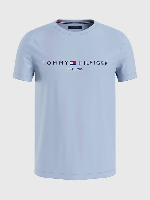 Tommy Hilfiger Logo Moški Majice Modra | TH062ERI