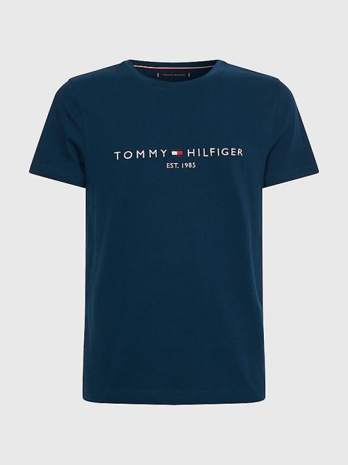 Tommy Hilfiger Logo Moški Majice Modra | TH931UDQ