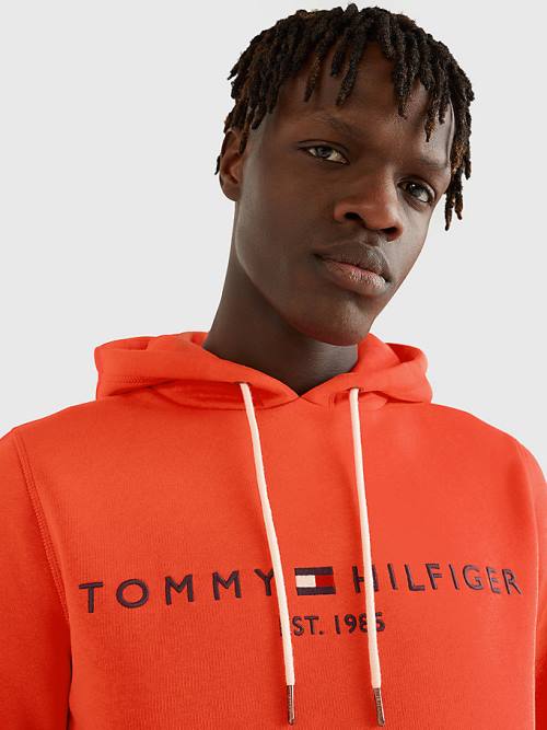 Tommy Hilfiger Logo Moški Pulover s kapuco Rdeča | TH180OFK