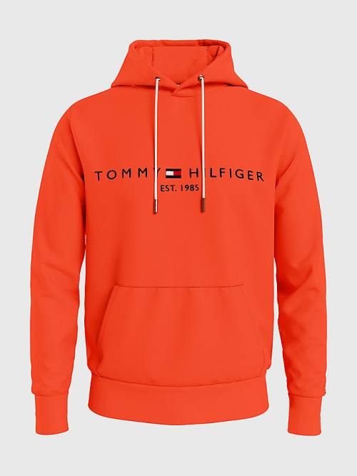 Tommy Hilfiger Logo Moški Pulover s kapuco Rdeča | TH180OFK