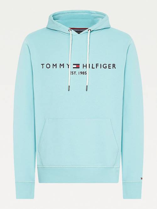 Tommy Hilfiger Logo Moški Pulover s kapuco Modra | TH638TFQ