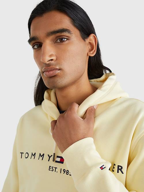 Tommy Hilfiger Logo Moški Pulover s kapuco Rumena | TH768DXQ