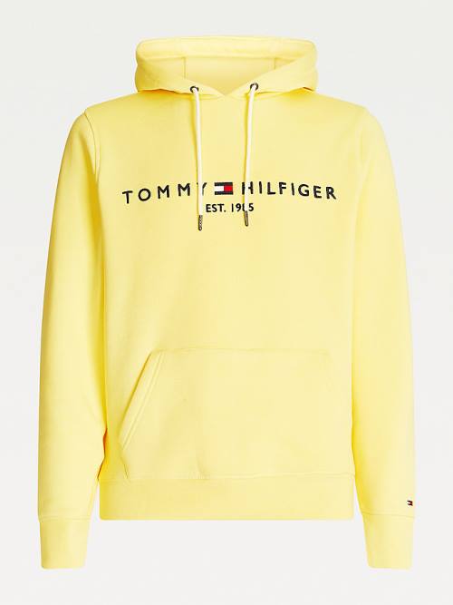 Tommy Hilfiger Logo Moški Pulover s kapuco Rumena | TH910XGC