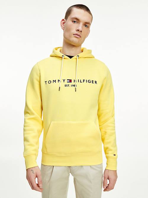 Tommy Hilfiger Logo Moški Pulover s kapuco Rumena | TH910XGC