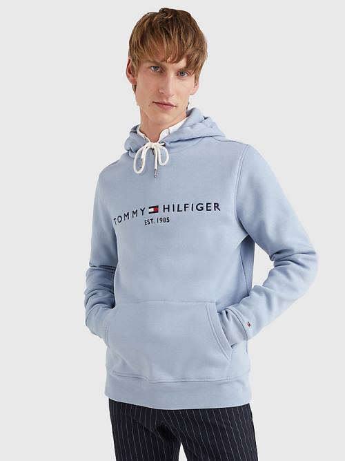 Tommy Hilfiger Logo Moški Pulover s kapuco Modra | TH978ZHT