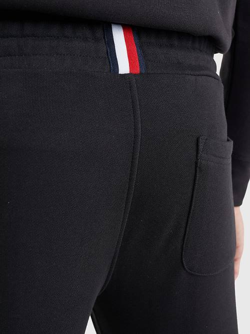 Tommy Hilfiger Logo Organic Cotton Joggers Moški Hlače Črna | TH856ZSM