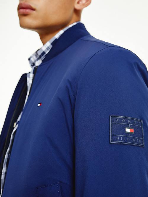 Tommy Hilfiger Logo Patch Bomber Moški Jakne Modra | TH358SBY