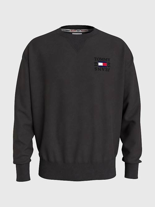 Tommy Hilfiger Logo Patch Fleece Moški Pulover Črna | TH152NFS