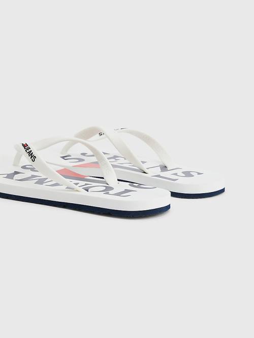 Tommy Hilfiger Logo Strap Flip Flops Ženske Sandali Bela | TH316LXO