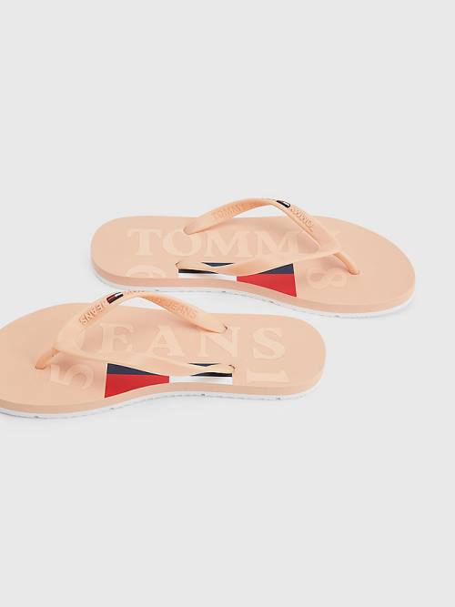 Tommy Hilfiger Logo Strap Flip Flops Ženske Sandali Roza | TH538ZAB