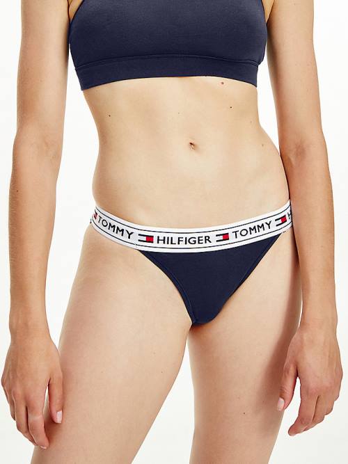 Tommy Hilfiger Logo Stretch Cotton Briefs Ženske Spodnje Perilo Modra | TH832UIH