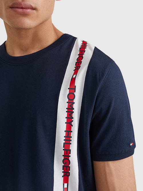 Tommy Hilfiger Logo Stripe Moški Pižama Modra | TH187KTJ