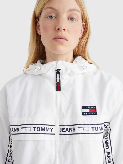 Tommy Hilfiger Logo Tape Chicago Windbreaker Ženske Jakne Bela | TH327PUW