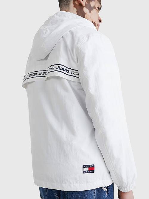 Tommy Hilfiger Logo Tape Chicago Windbreaker Moški Jakne Bela | TH372WDM