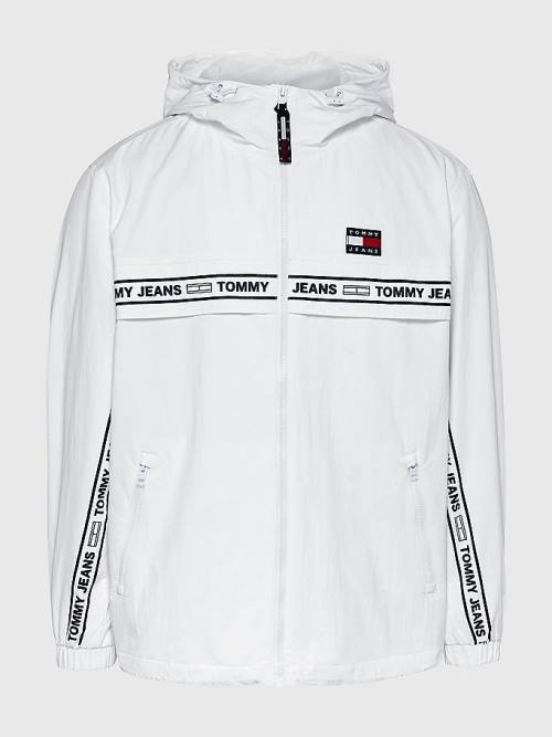 Tommy Hilfiger Logo Tape Chicago Windbreaker Moški Jakne Bela | TH372WDM