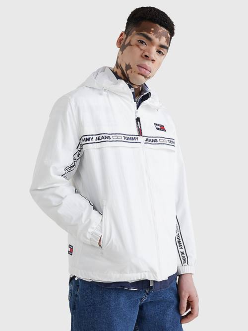 Tommy Hilfiger Logo Tape Chicago Windbreaker Moški Jakne Bela | TH372WDM