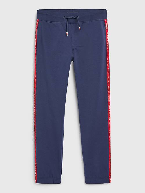 Tommy Hilfiger Logo Tape Joggers Fantje Hlače Modra | TH279JYL