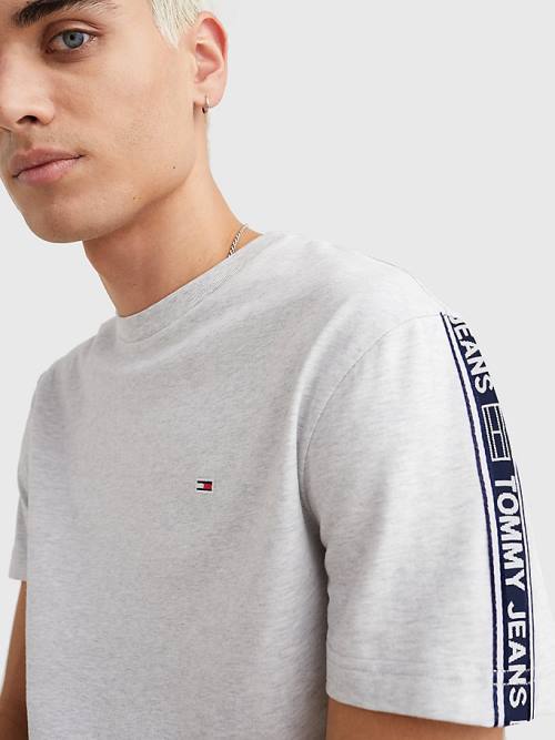 Tommy Hilfiger Logo Tape Moški Majice Siva | TH904VFN