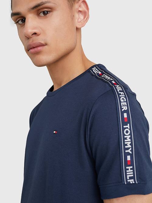 Tommy Hilfiger Logo Tape Moški Pižama Modra | TH467DVB