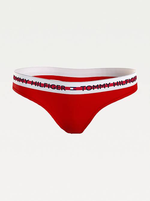 Tommy Hilfiger Logo Tape Stretch Thong Ženske Spodnje Perilo Rdeča | TH092GBZ