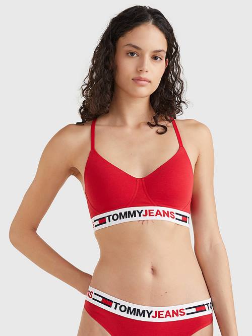 Tommy Hilfiger Logo Underband Lightly Lined Bralette Ženske Spodnje Perilo Rdeča | TH182SLX