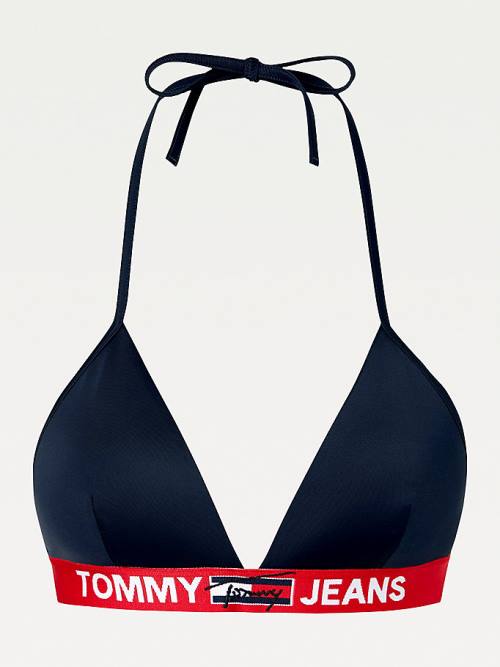 Tommy Hilfiger Logo Underband Triangle Bikini Top Ženske Kopalke Modra | TH093KBS