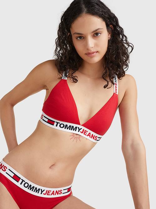 Tommy Hilfiger Logo Underband Triangle Bra Ženske Spodnje Perilo Rdeča | TH203YWR