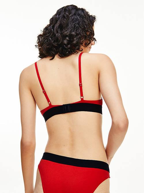 Tommy Hilfiger Logo Underband Unlined Triangle Bra Ženske Spodnje Perilo Rdeča | TH385YQS