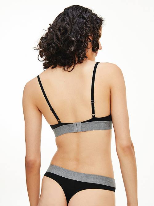 Tommy Hilfiger Logo Underband Unlined Triangle Bra Ženske Spodnje Perilo Črna | TH983UPO