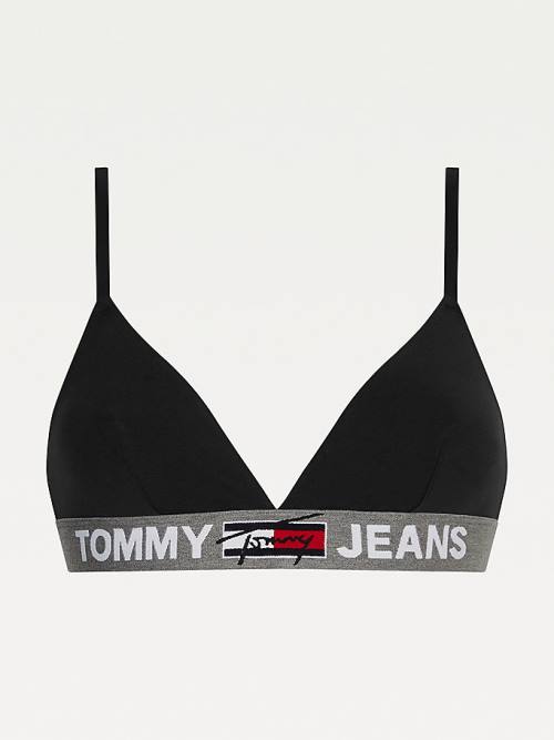 Tommy Hilfiger Logo Underband Unlined Triangle Bra Ženske Spodnje Perilo Črna | TH983UPO