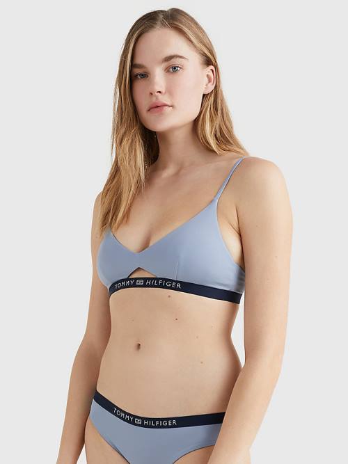 Tommy Hilfiger Logo Waistband Bikini Bralette Ženske Kopalke Modra | TH732NFX