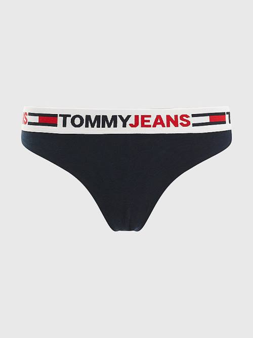 Tommy Hilfiger Logo Waistband Thong Ženske Spodnje Perilo Modra | TH312QSW