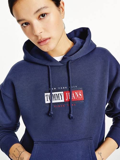 Tommy Hilfiger Logo Ženske Pulover s kapuco Modra | TH453EXI