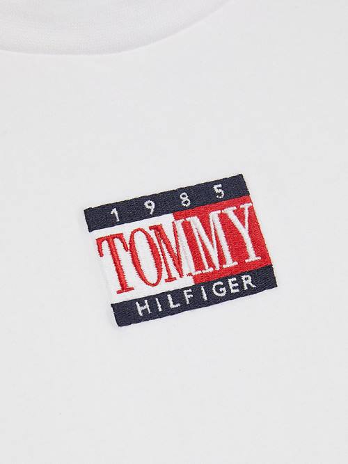 Tommy Hilfiger Long Sleeve Organic Cotton Logo Fantje Majice Bela | TH462YNT