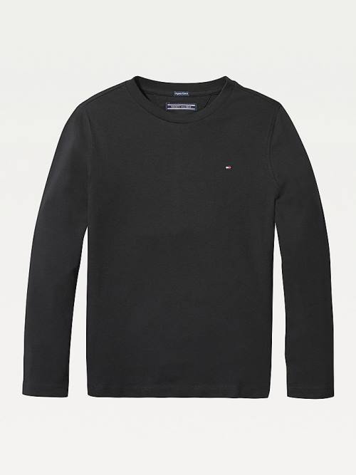 Tommy Hilfiger Long-Sleeve Organic Cotton Dekleta Majice Črna | TH695FXM