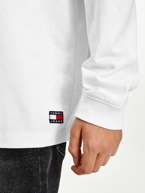 Tommy Hilfiger Long Sleeve Relaxed Fit Moški Majice Bela | TH986MXE