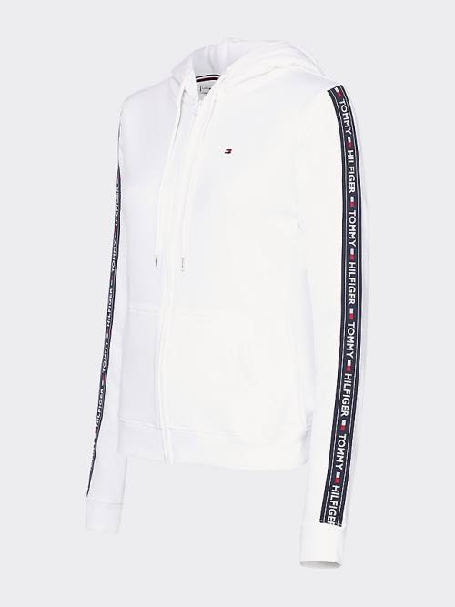 Tommy Hilfiger Long Sleeve Zip-Thru Ženske Pulover s kapuco Bela | TH205WLQ