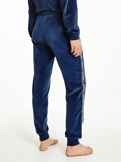 Tommy Hilfiger Lounge Drawstring Velour Joggers Ženske Hlače Modra | TH960QIE