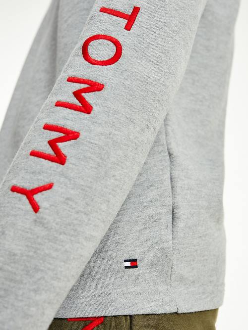 Tommy Hilfiger Lounge Embroidery Track Sweatshirt Moški Pižama Siva | TH813NRP